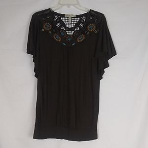 American Rag brown lacy blouse. Size Medium